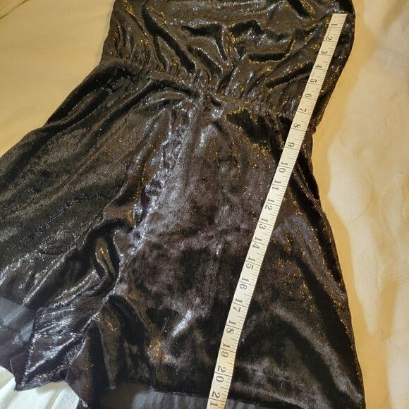 LUSH Black Textured Shiney Shimmer Halter backless Romper S - Picture 11 of 13